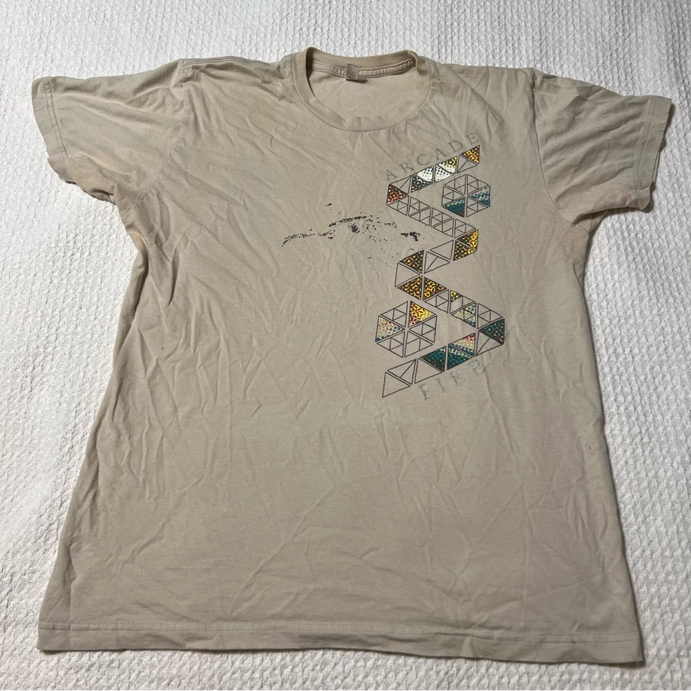 Arcade Fire Beige Geometric Graphic Band Tee
